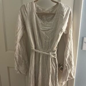 Raw linen bell sleeve priestess dress